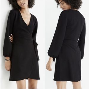 Madewell Faux Wrap Dress Sz M Black NWT